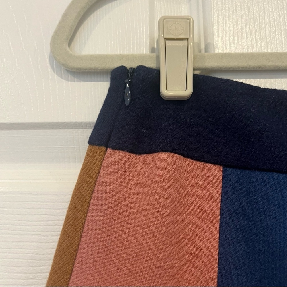Boden Stripe Wool Blend A Line Skirt Pink Blue Tan Black Womens 4L - Picture 5 of 8